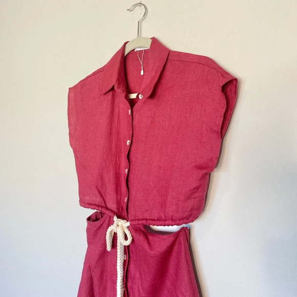 NWOT HEVRON Celine Linen Cut Out Maxi Dress - Picture 5 of 10